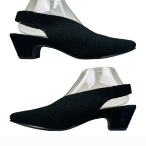 Eileen Fisher Vasa Stretch Knit Slingback Pumps - Black 9